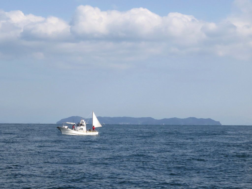 １２月１５日（金） 鳴門海峡でハマチ～ブリ釣り 前方に見える島は「くにうみ神話の島