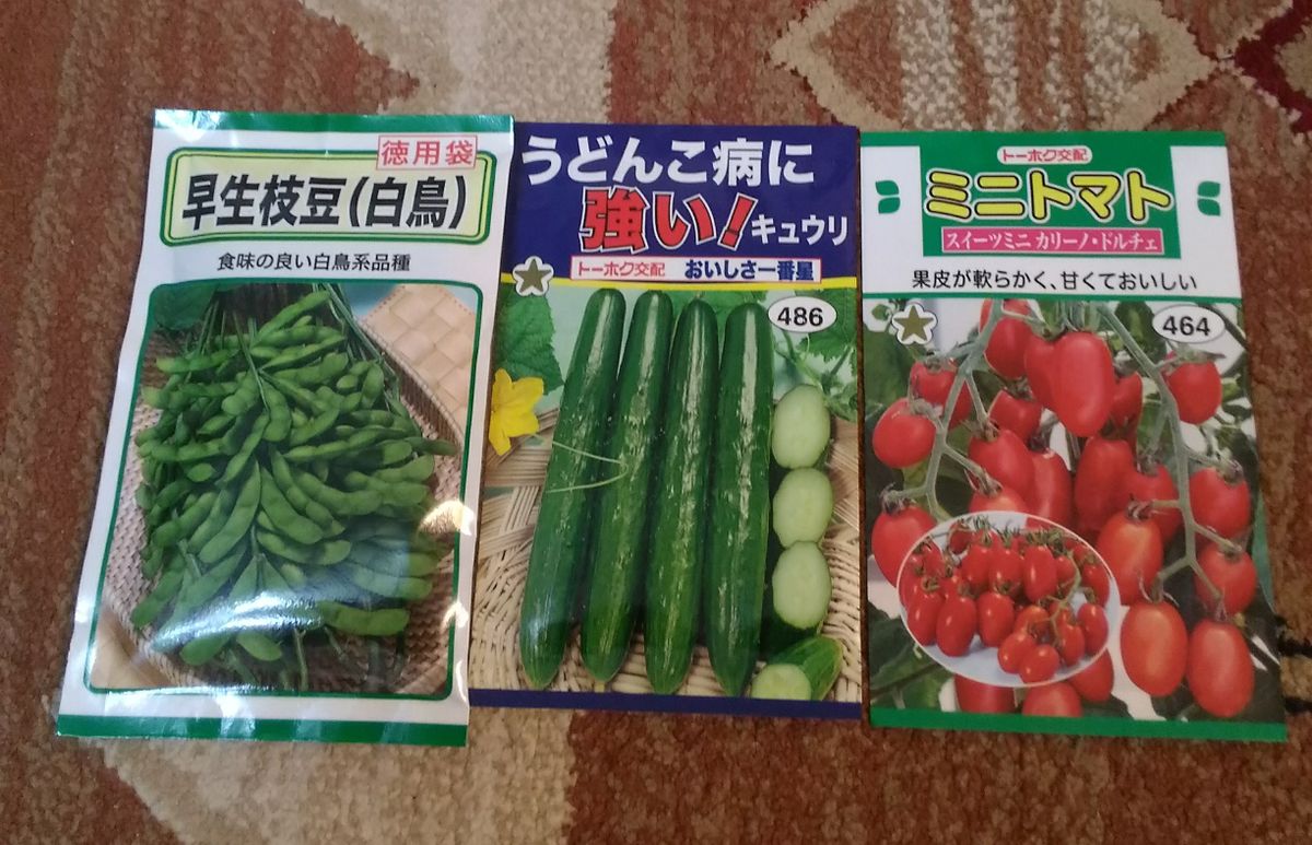 野菜の種を購入しました。 ウキウキになります💕 ミニトマト、これは皮も柔らかくて糖