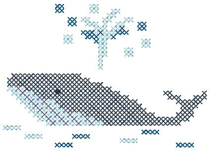パソコンで作った、クジラの刺しゅうデータ。 ２０１２年２月７日。