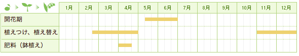 シモツケの栽培カレンダー