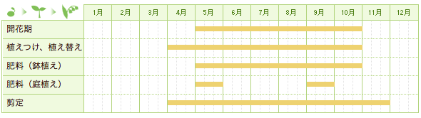 ランタナの栽培カレンダー