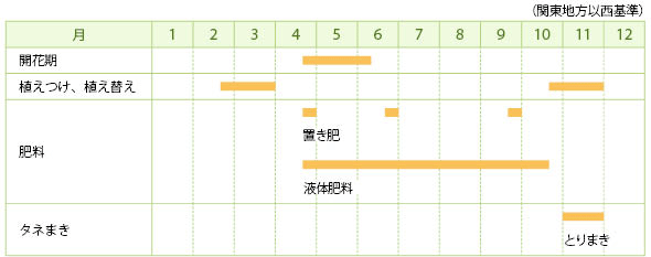 ハッカクレンの栽培カレンダー