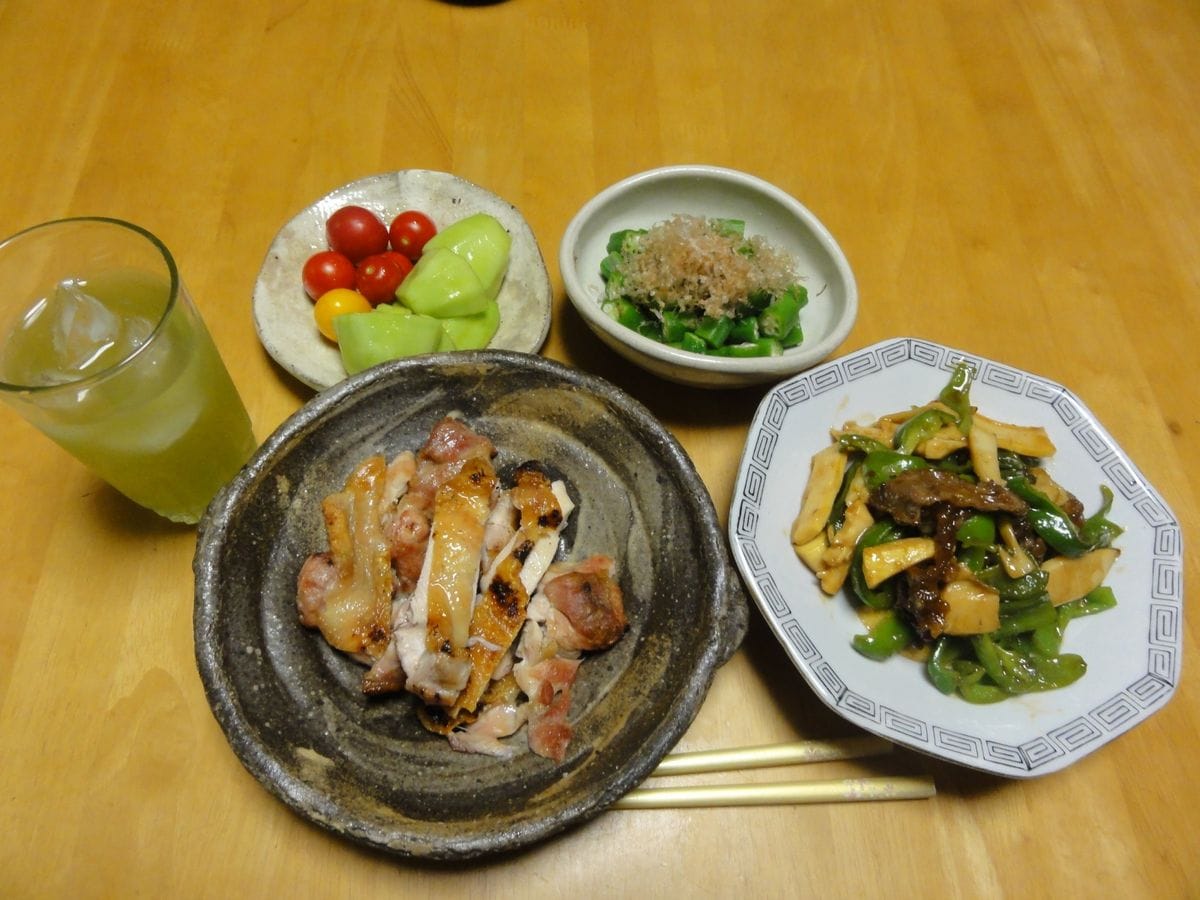 畑の野菜を使った夕食　＆　ツルバキア