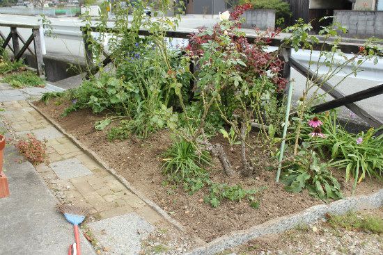 バス道沿いの庭植え替え