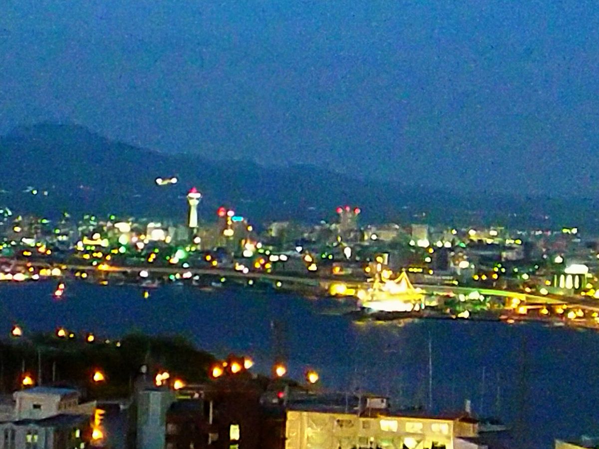 昨夜の夜景は海王丸の停泊ネオン