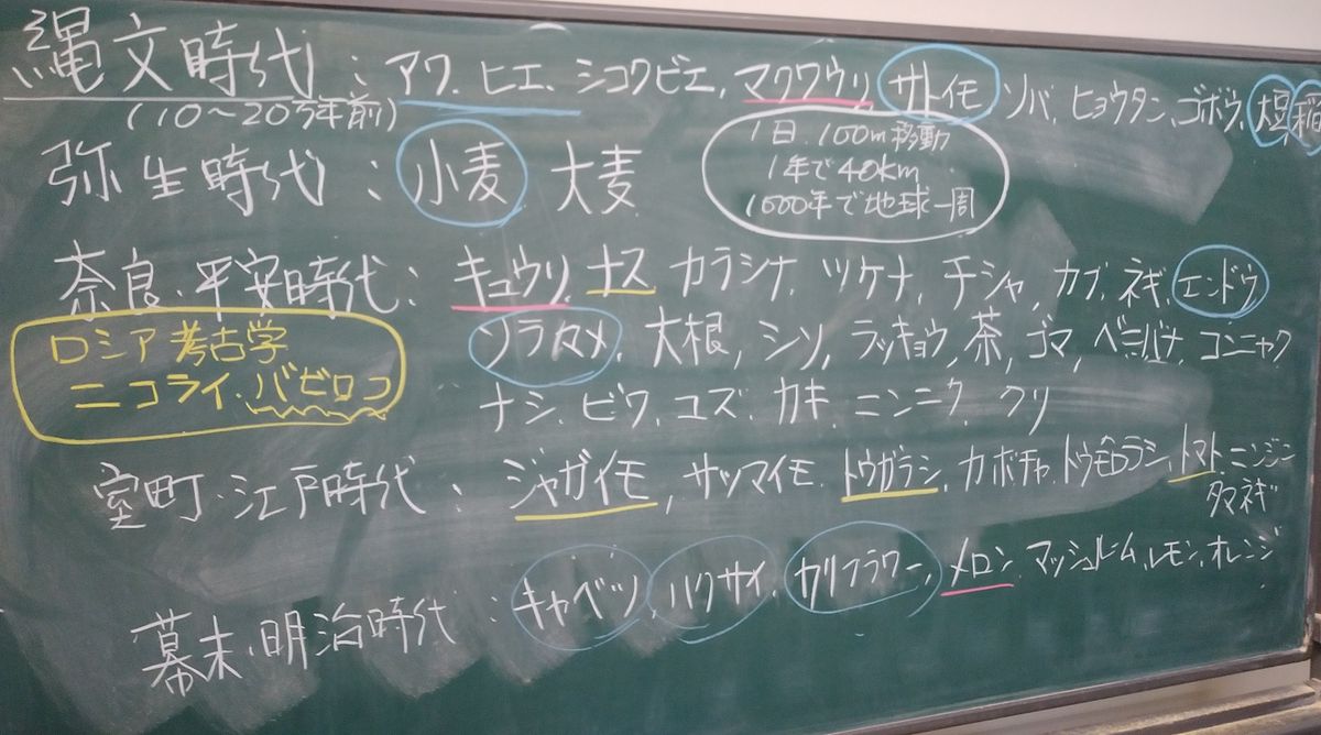 野菜はいつの時代に入ってきたのか？講義しておりました。