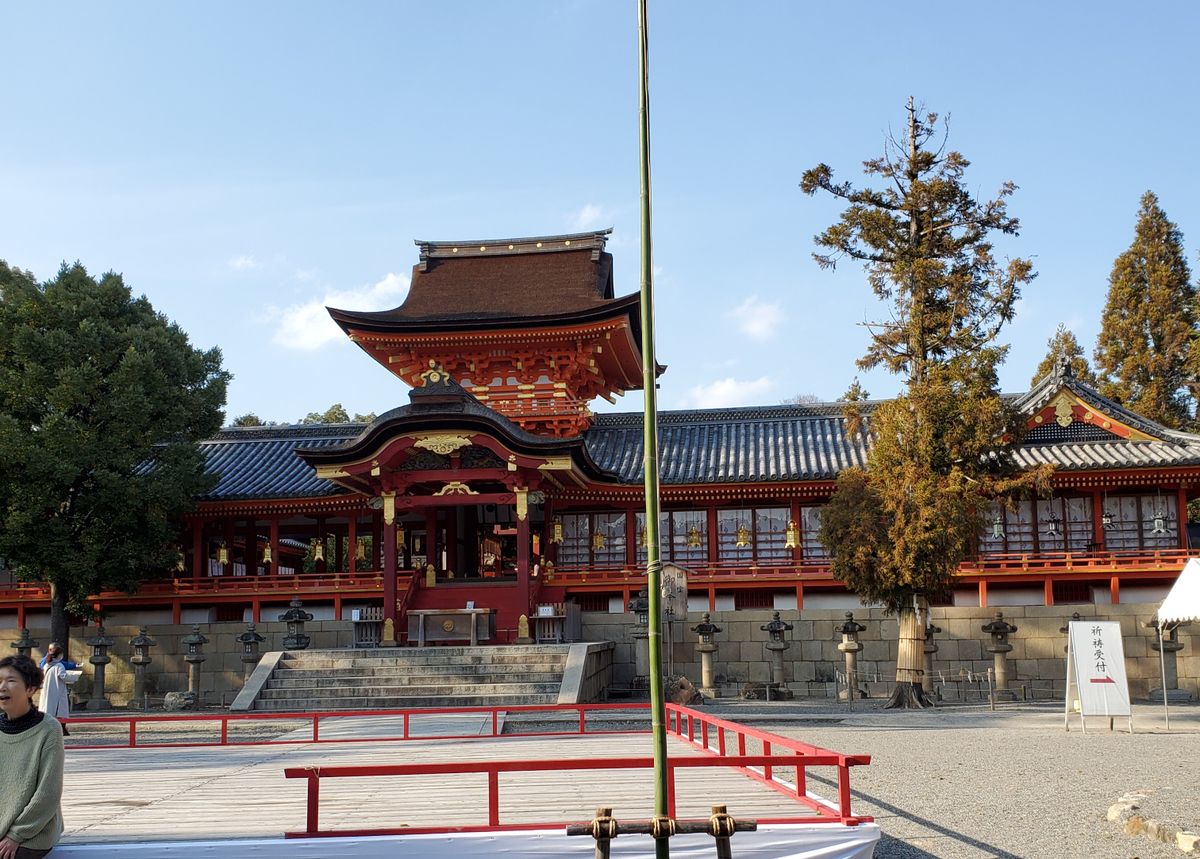 淀の河津桜と石清水八幡宮