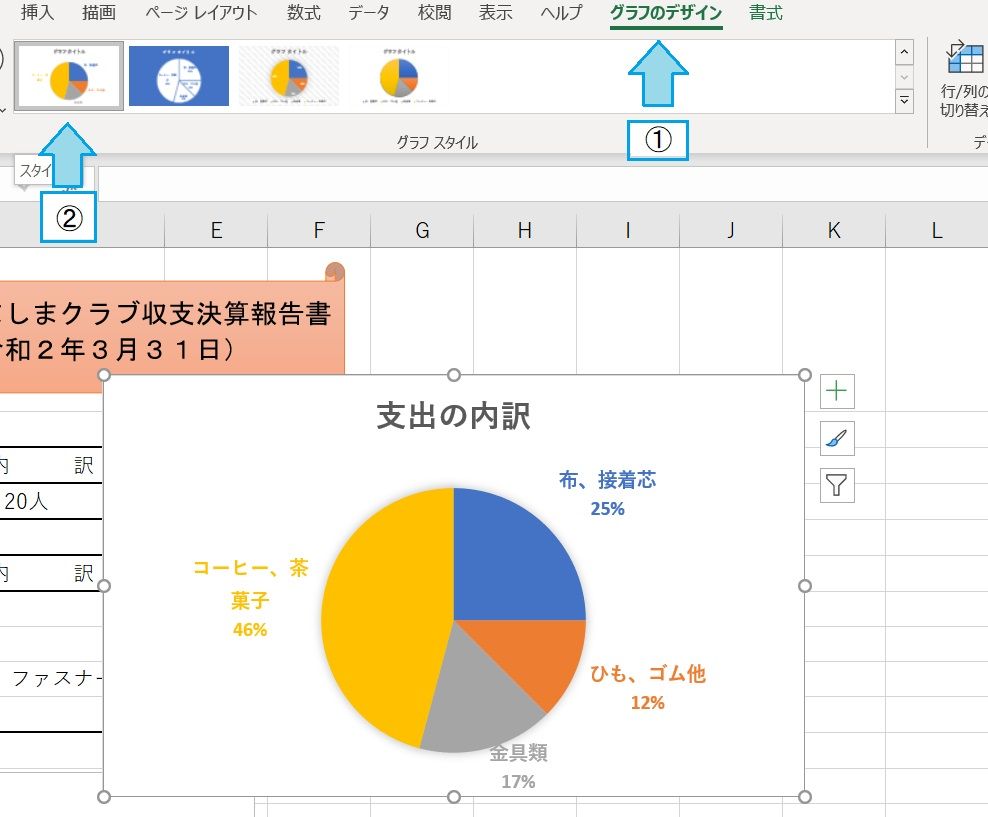 （E）円グラフを作る　③