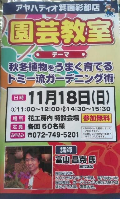 11月 18日（日）アヤハディオ・箕面彩都店でトミーのガーデントークショー