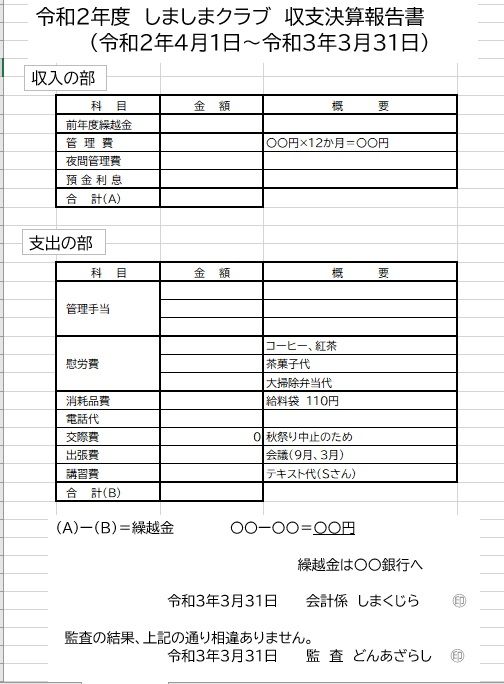 （E）収支決算報告書　①