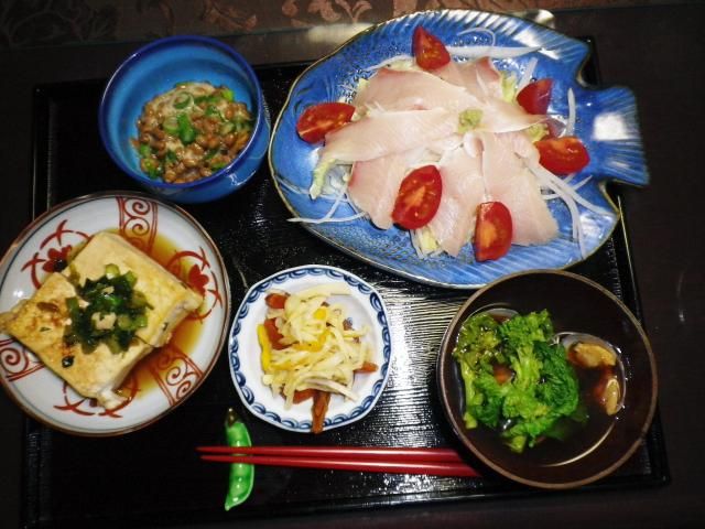 寒ブリと季節の野菜組み合わせ