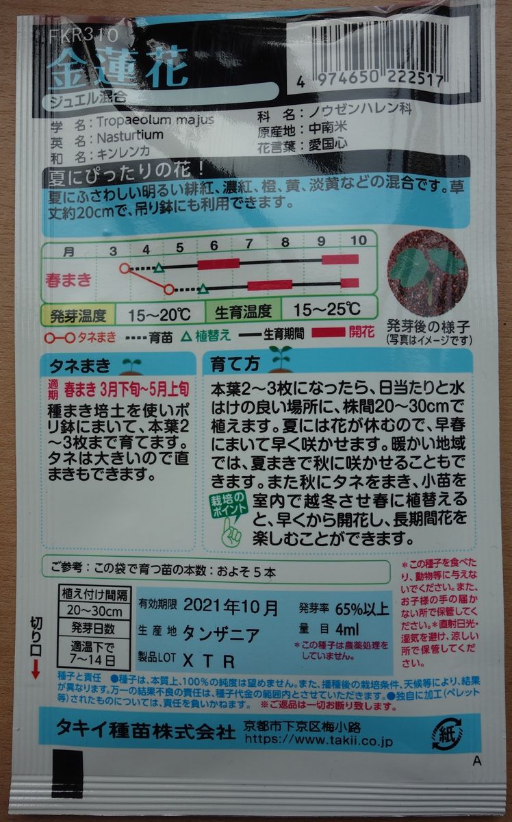 種からナスタチウム　2021春夏 ナスタチウムの思い出