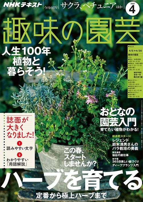 『趣味の園芸』2020年4月号の紹介～ハーブを育てる/おとなの園芸入門/バラ栽培の奥義/ペチュニア ほか