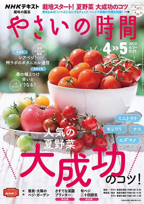 『やさいの時間』2022年4・5月号の紹介～栽培スタート！人気の夏野菜 大成功のコツ