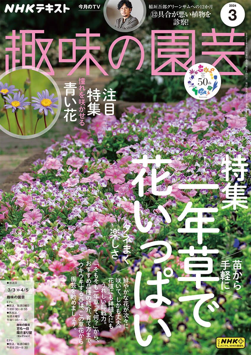 『趣味の園芸』2024年3月号の紹介～一年草で花いっぱい／憧れを咲かせる青い花